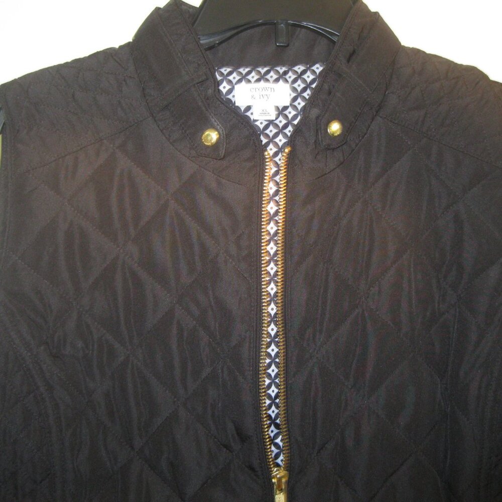 NEW Crown And Ivy Icon Vest Womens Puffer Gray Quilted Filled NWT ($72.50) XL - Picture 9 of 10